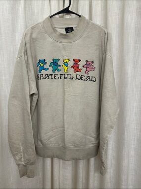 Grateful Dead Beige Crewneck Sweatshirt with Multicolor Dancing Bears